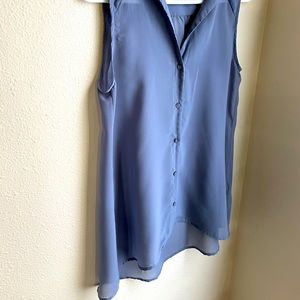 Button Down Semi-Sheer Sleeveless Top
